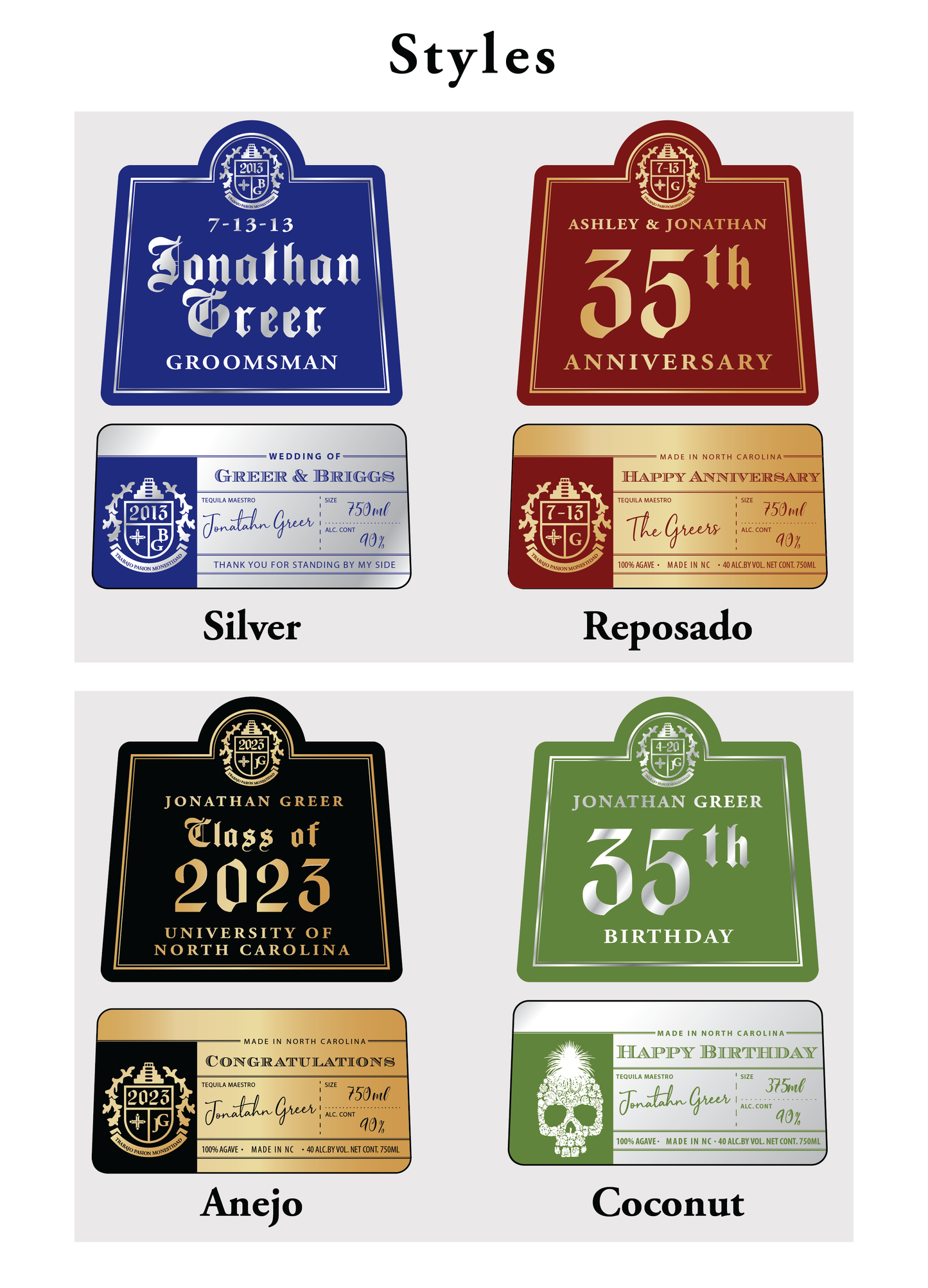 Personalized Label to fit 1800 Bottles