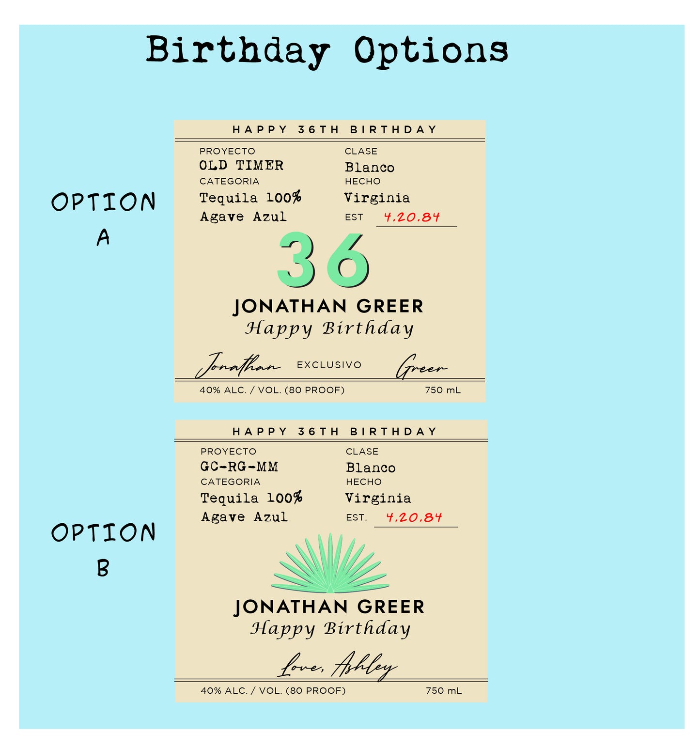 Personalized Label to fit Casamigos Bottles