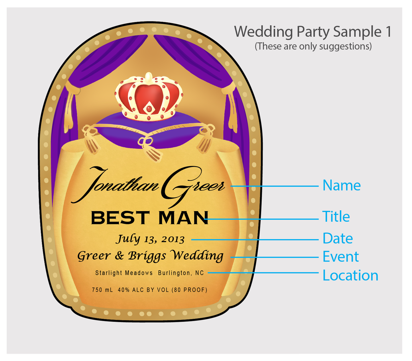 Personalized Label to fit Crown Royal Bottles