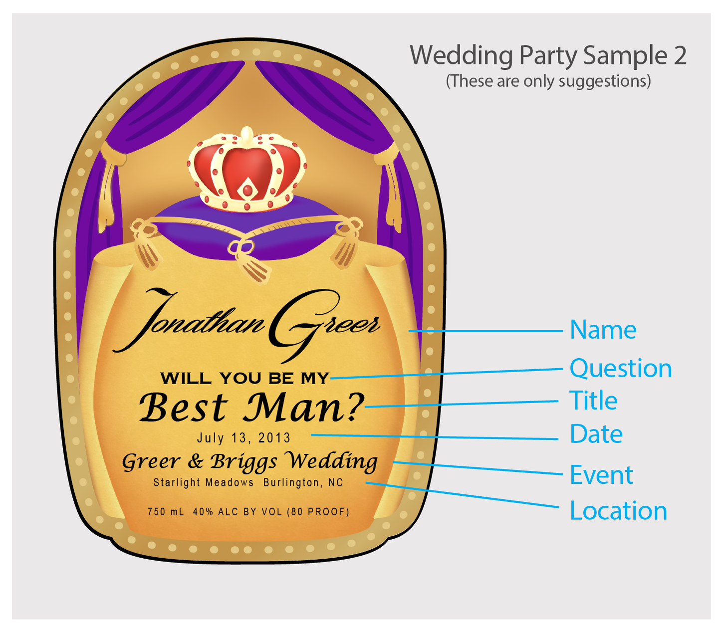 Personalized Label to fit Crown Royal Bottles