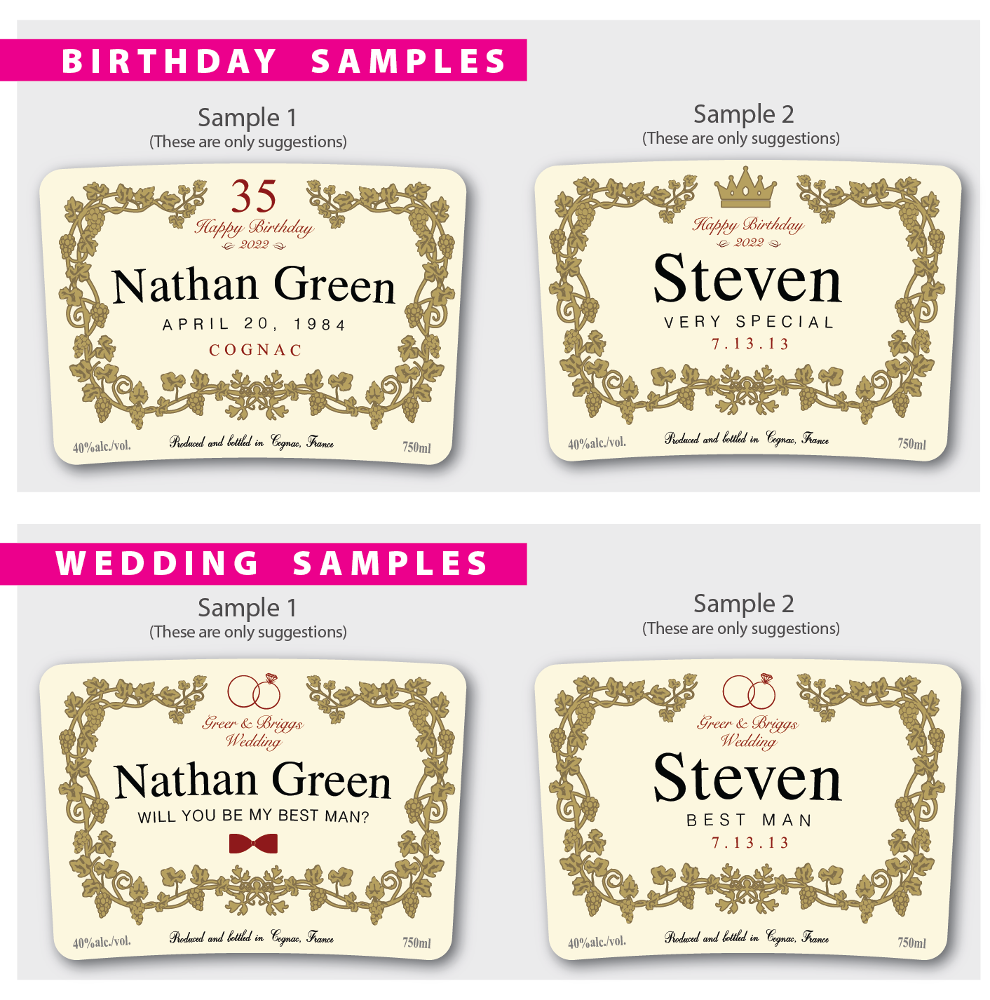 Personalized Label to fit a Hennessy Bottles