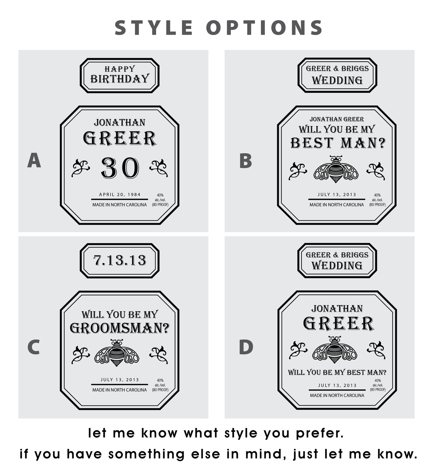 Personalized Label to fit Patron Bottles