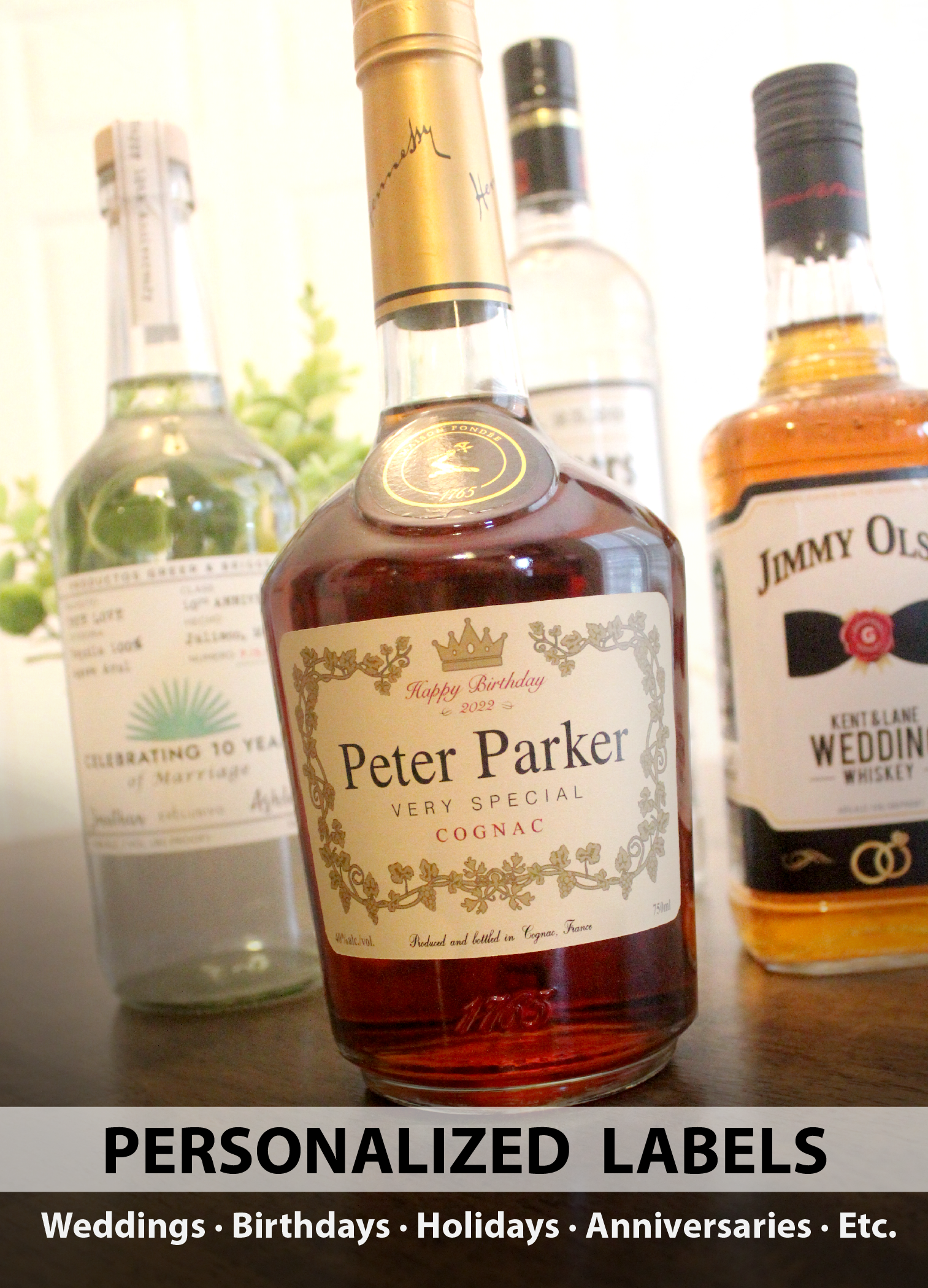 Personalized Labels to fit Hennessy Cognac Bottle. Previouly sold on Etsy.