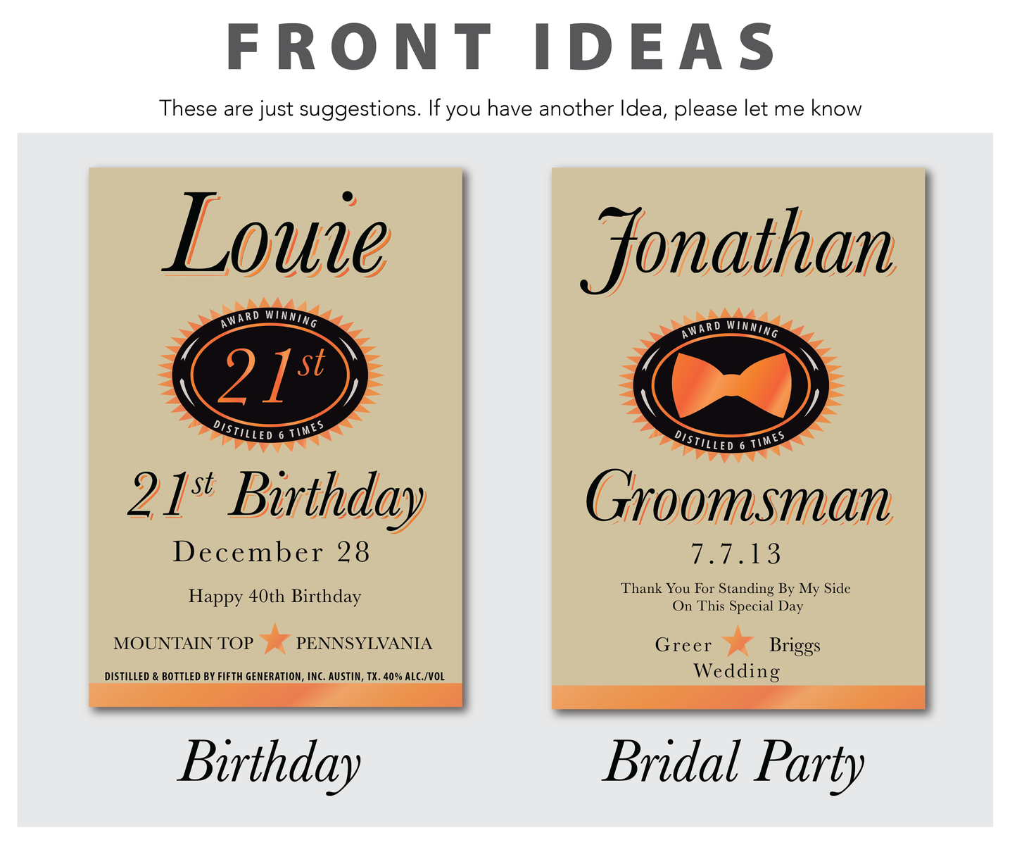 Personalized Label to fit Tito's Bottles