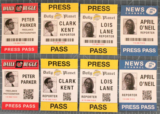 Personalized Clark Kent, Lois Lane, Peter Parker or April O'Neil Cosplay Press Pass Badge